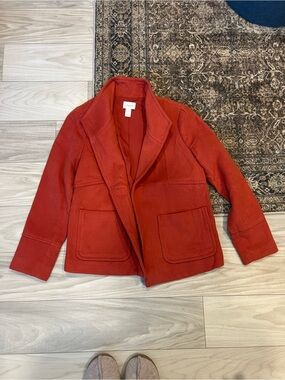 Chico's Rust-Red Wool Pea Coat